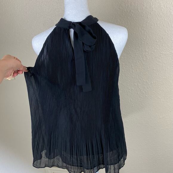 Easel Pleated Halter Top Small Black Sleeveless Tie Neck Detail - Picture 7 of 11